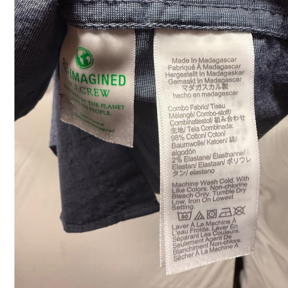 J.Crew Flex Washed Slim Untucked Shirt Mens Small Blue Button Down Long Sleeve